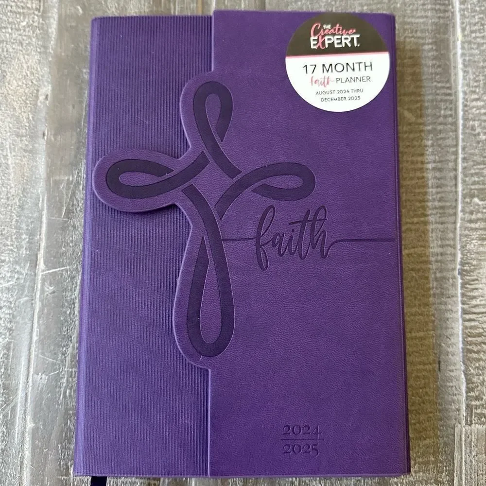Faith Cross Purple Leatherette Planner Book